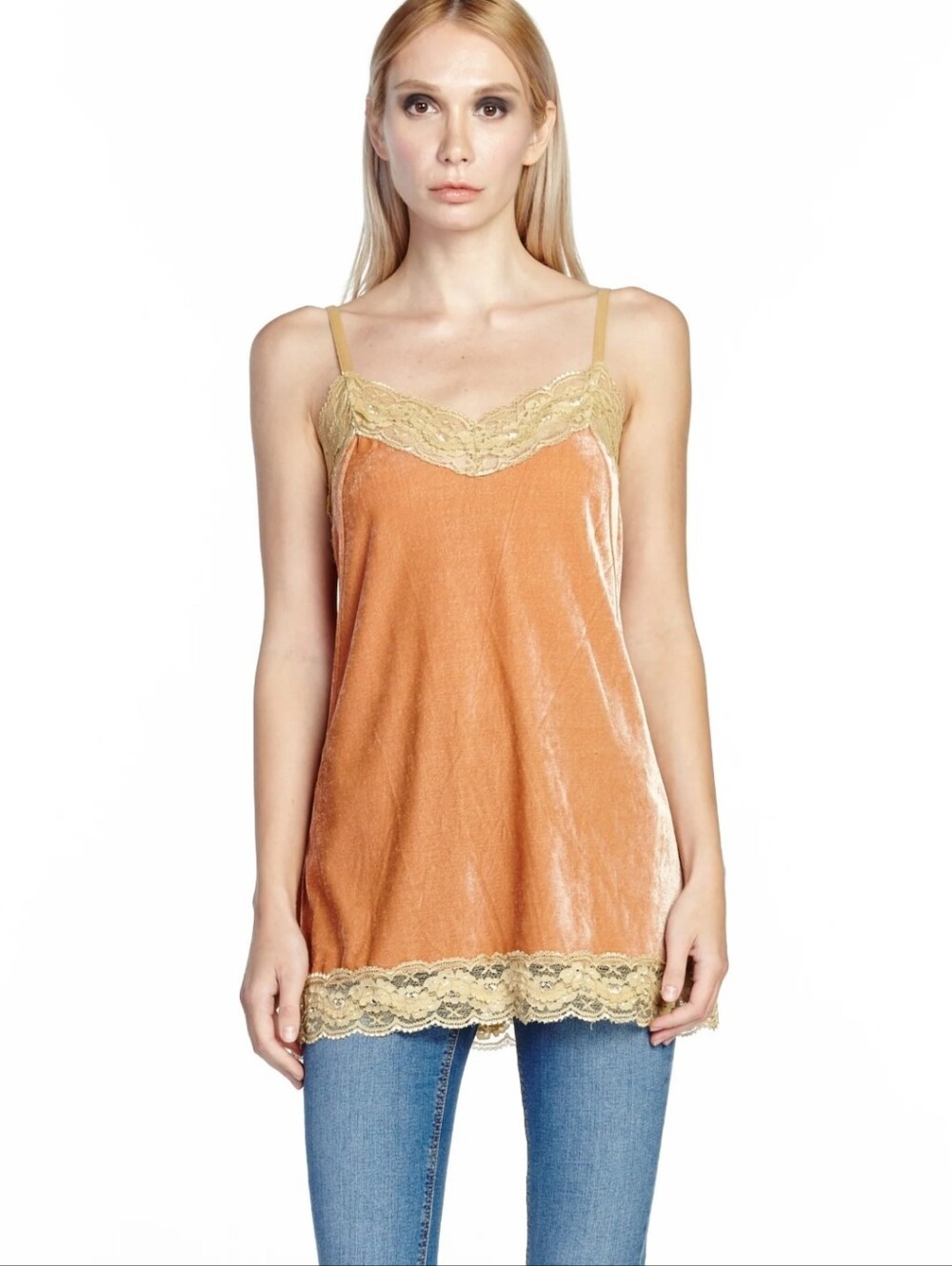 Aratta Silent Journey Orange Peach Lace Velvet Dreams Cami Size Medium